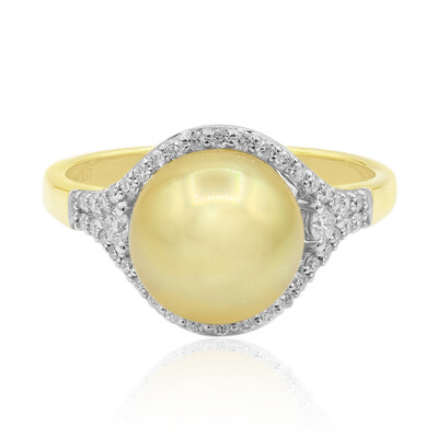 Gouden ring met een gouden zuidzee parel (TPC)