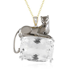 Zilveren halsketting met een witte kwarts (Gems en Vogue)