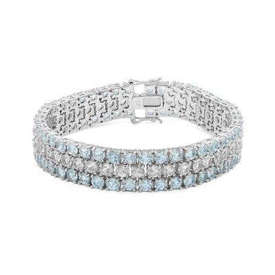 Zilveren armband met hemel-blauwe topaasstenen