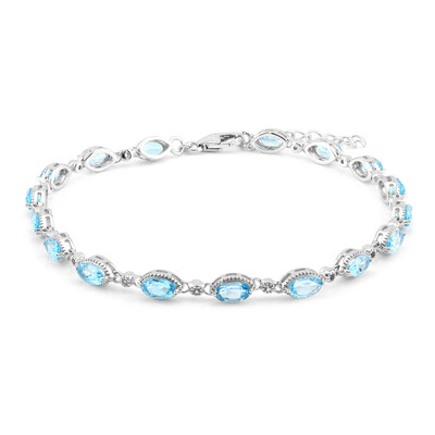 Zilveren armband met Zwitsers-blauwe topaasstenen