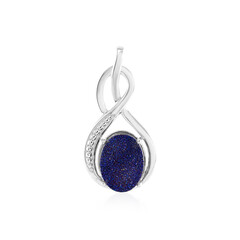 Zilveren hanger met een Blauwe Glitter Agaat