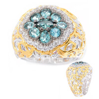 Zilveren ring met een Teal Toermalijn (Gems en Vogue)