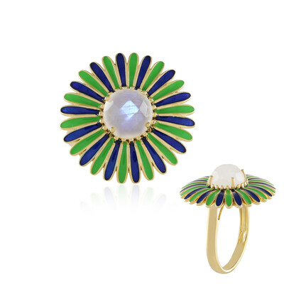 Zilveren ring met een regenboog maansteen