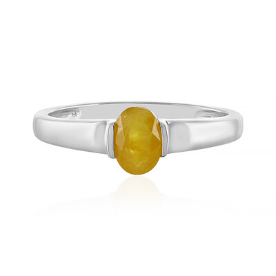 Zilveren ring met een Gele Madagaskar Saffier