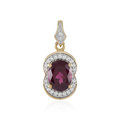 Gouden hanger met een magenta granaat