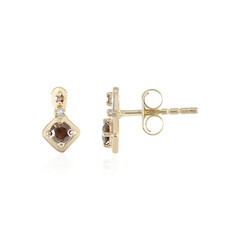 Gouden oorbellen met I2 Bruine Diamanten