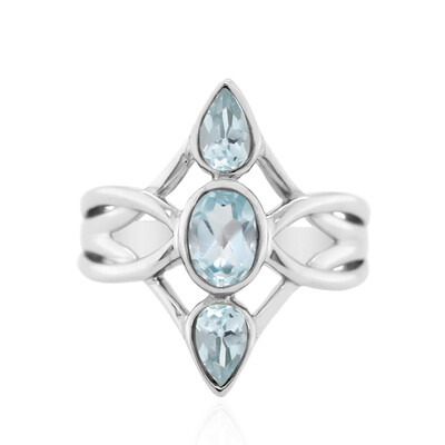 Zilveren ring met een hemel-blauwe topaas