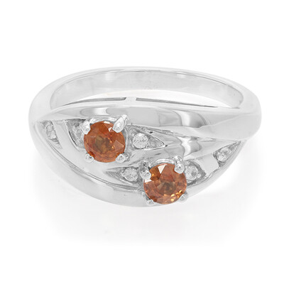 Zilveren ring met oranje saffieren