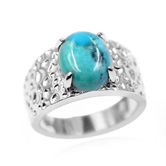 Zilveren ring met een Blauwe Kingman Mohave Turkoois (Faszination Türkis)