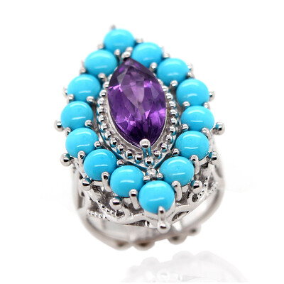 Zilveren ring met een Zambia-amethist (Dallas Prince Designs)