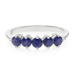 Zilveren ring met blauwe Birmese saffieren