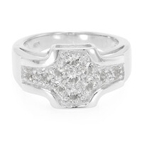 Zilveren ring met witte topaasstenen
