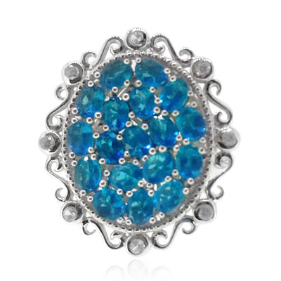 Zilveren ring met neon blauwe apatieten (Dallas Prince Designs)
