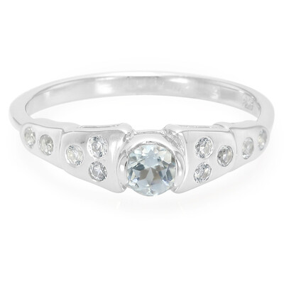Zilveren ring met een aquamarijn