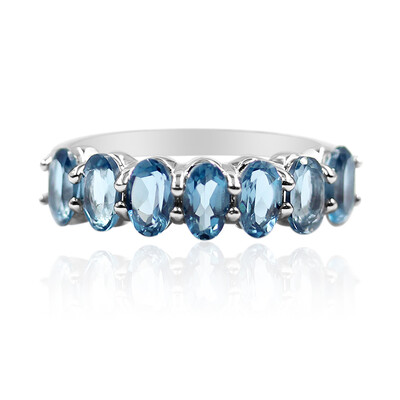 Zilveren ring met Londen-blauwe topaasstenen