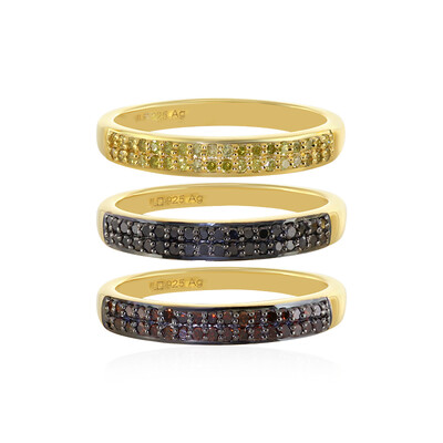 Zilveren ring met zwarte diamanten