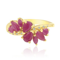 Zilveren ring met robijnen