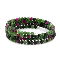 Stalen armband met robijn zoisietstenen (Riya)