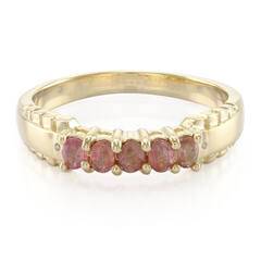 Gouden herenring met Onverhitte Padparadscha Saffieren