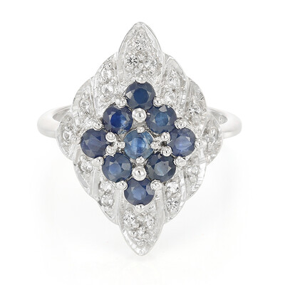 Zilveren ring met blauwe saffieren