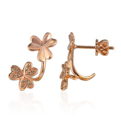 Gouden oorbellen met SI1 Argyle Rose De France Diamanten