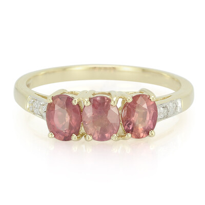 Gouden ring met Onverhitte Padparadscha Saffieren