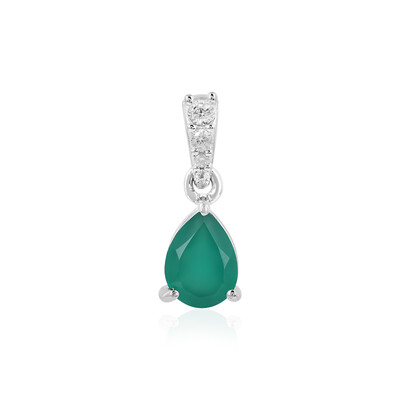Zilveren hanger met een Groene onyx