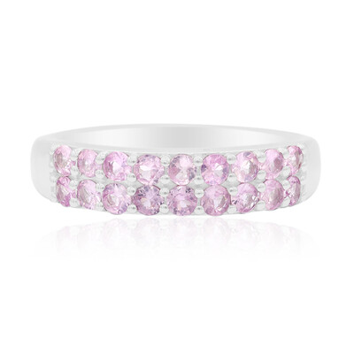 Zilveren ring met roze saffieren