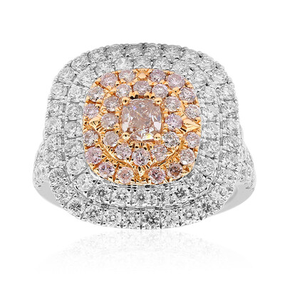 Gouden ring met een I1 Roze Diamant (CIRARI)