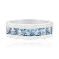 Zilveren ring met Zwitsers-blauwe topaasstenen