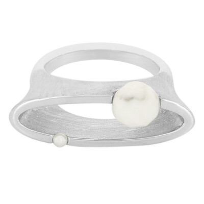 Zilveren ring met een howliet