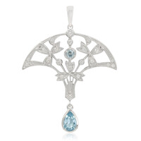 Zilveren hanger met een hemel-blauwe topaas
