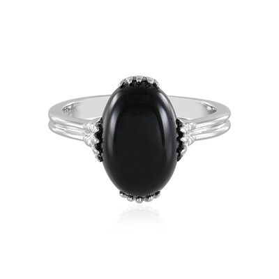 Zilveren ring met een zwarte onyx