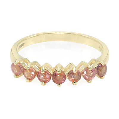 Gouden ring met Onverhitte Padparadscha Saffieren