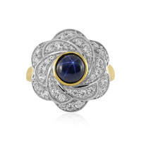 Zilveren ring met een blauwe ster saffier
