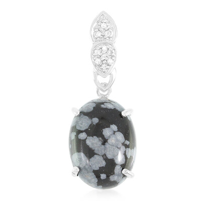 Zilveren hanger met een sneeuwvlokken obsidiaan