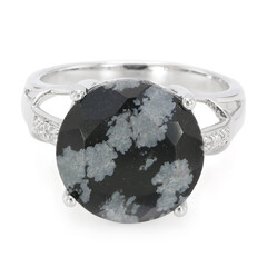 Zilveren ring met een sneeuwvlokken obsidiaan