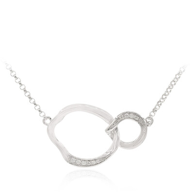 Zilveren halsketting met I1 (G) Diamanten (Annette)