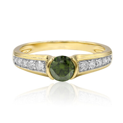 Gouden ring met een groene VS1 diamant (Annette)