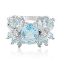 Zilveren ring met een hemel-blauwe topaas