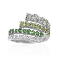 Zilveren ring met groene amethisten