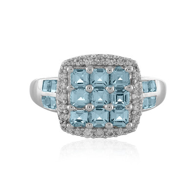 Zilveren ring met Zwitsers-blauwe topaasstenen