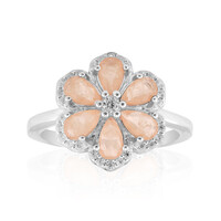 Zilveren ring met Pastelperzik Kwartskristallen