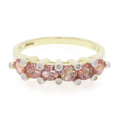 Gouden ring met Onverhitte Padparadscha Saffieren