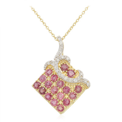 Gouden halsketting met Onverhitte Padparadscha Saffieren (AMAYANI)