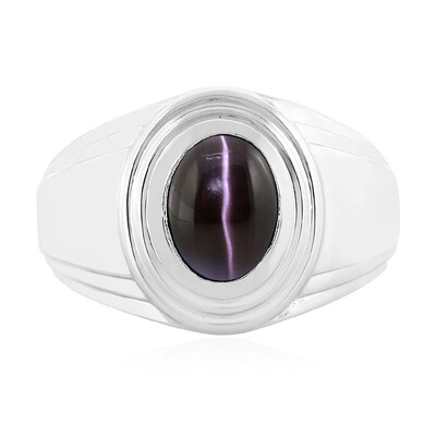 Zilveren ring met een kattenoog-sillimaniet