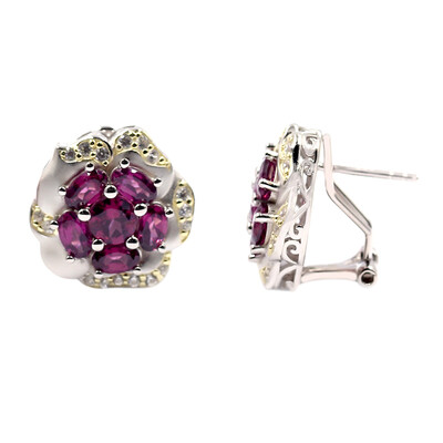 Zilveren oorbellen met rhodolieten (Dallas Prince Designs)