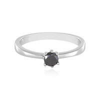 Zilveren ring met een zwarte diamant
