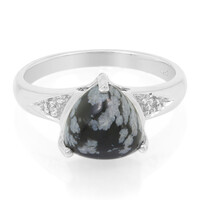 Zilveren ring met een sneeuwvlokken obsidiaan
