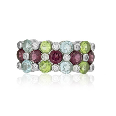 Zilveren ring met rhodolieten